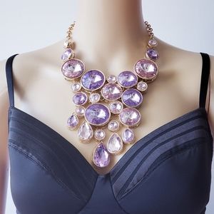 🤍🩵NEW! Pink & Purple Glass 20" Necklace